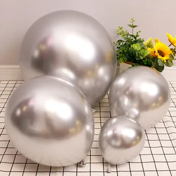 5/10/12/18 inç Metalik Gümüş Balon Krom Balonlar Lateks Düğün Doğum Günü Partisi Dekorasyon Gümüş Balonlar Topu Bebek Duş