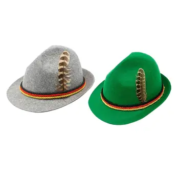 Alman Oktoberfest Fedora Geleneksel Yün Keçe Kostüm Şapka Tüy ile Yetişkinler için Yenilik süslü elbise Panama Şapka Şapkalar