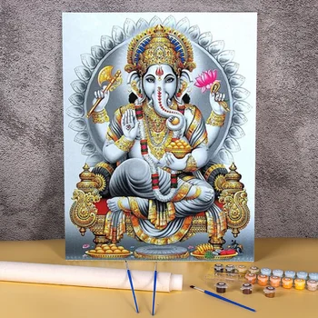 Buda Hindistan Ganesha Sayılar Tarafından DIY Boya Komple Kiti Akrilik Boyalar 50 * 70 Tuval Boyama Loft Resim Yetişkinler Için Sanat