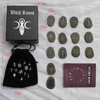 Cadı Büyücülük Ahşap Runes Taş Seti Cadılar Rune Seti Kurulu oyun masası Oyun Kehanet Runestones Cadı Aksesuarları Tarot Kartları