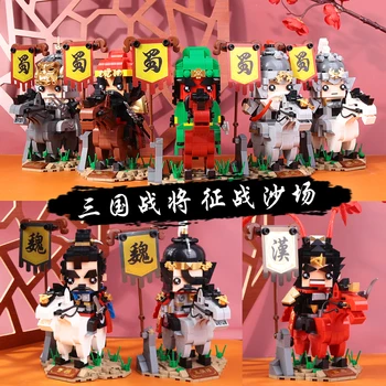 DECOOL Üç Krallık Brickheadz Guan Yu Zhang Fei Aksiyon Figürü sevimli bebek Şövalye At MOC oyuncak inşaat blokları Çocuk Hediyeler İçin