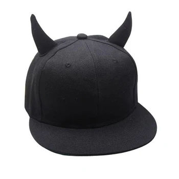 Erkekler Kadınlar Hip-Hop Şapka Siyah Pamuk Punk Boynuz beyzbol şapkası Snapback Kap Boynuzları İle Toptan