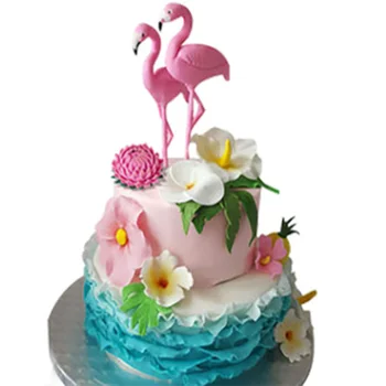 Flamingo Kek Topper Kek Dekorasyon 1 adet Çocuk Doğum Günü Partisi Malzemeleri Düğün Dekor Plastik El Yapımı Kek Eklentisi