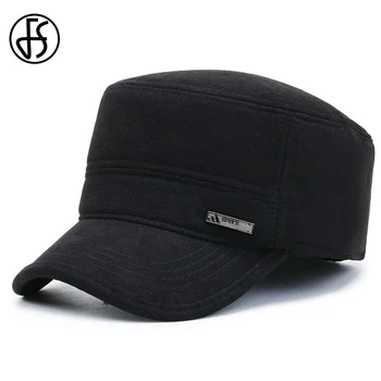 FS 2021 kışlık şapkalar Erkekler Kadınlar İçin Düz Üst beyzbol şapkası Kulak Kapakları İle Siyah Lacivert Gri Askeri Şapkalar Kalın Sıcak dokulu şapka Kemik