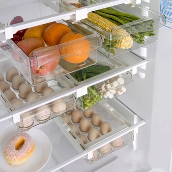 Plastik Saklama Kapları Çekmece Organizatör Kutuları Plastik Kutu Depolama Yumurta Buzdolabı Organizatör Çekmece Şeffaf Ayarlanabilir