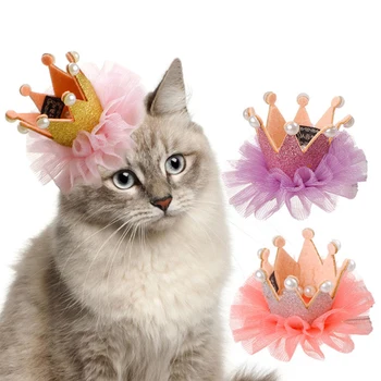 Sevimli Dantel Prenses Taç Köpek Kedi Pet saç tokası Düğün Doğum Günü Partisi Fotoğraf Dekorasyon Pet Malzemeleri Hediye Kitty Köpek