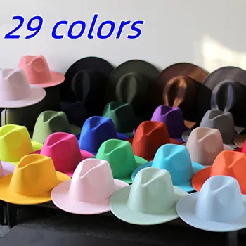 Tek renkli Fedora 2021 yeni renk ayarlanabilir unisex şapka Fedora dokulu şapka floresan yeşil caz kış şapka кепка мужская