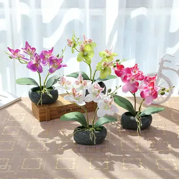 Yapay çiçek Kelebek Orkide Bonsai Sahte Çiçek Pot Sahte Kelebek Orkide Yapay Bitkiler Düğün ev bahçe dekoru