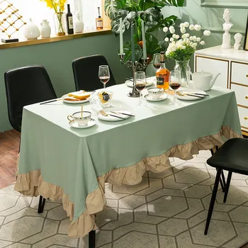 Yeşil Masa Örtüsü Avrupa tarzı Dikdörtgen Masa Örtüsü Ruffled Otel Sehpa Örtüsü Moda Lüks Düğün Masa Dekorasyon